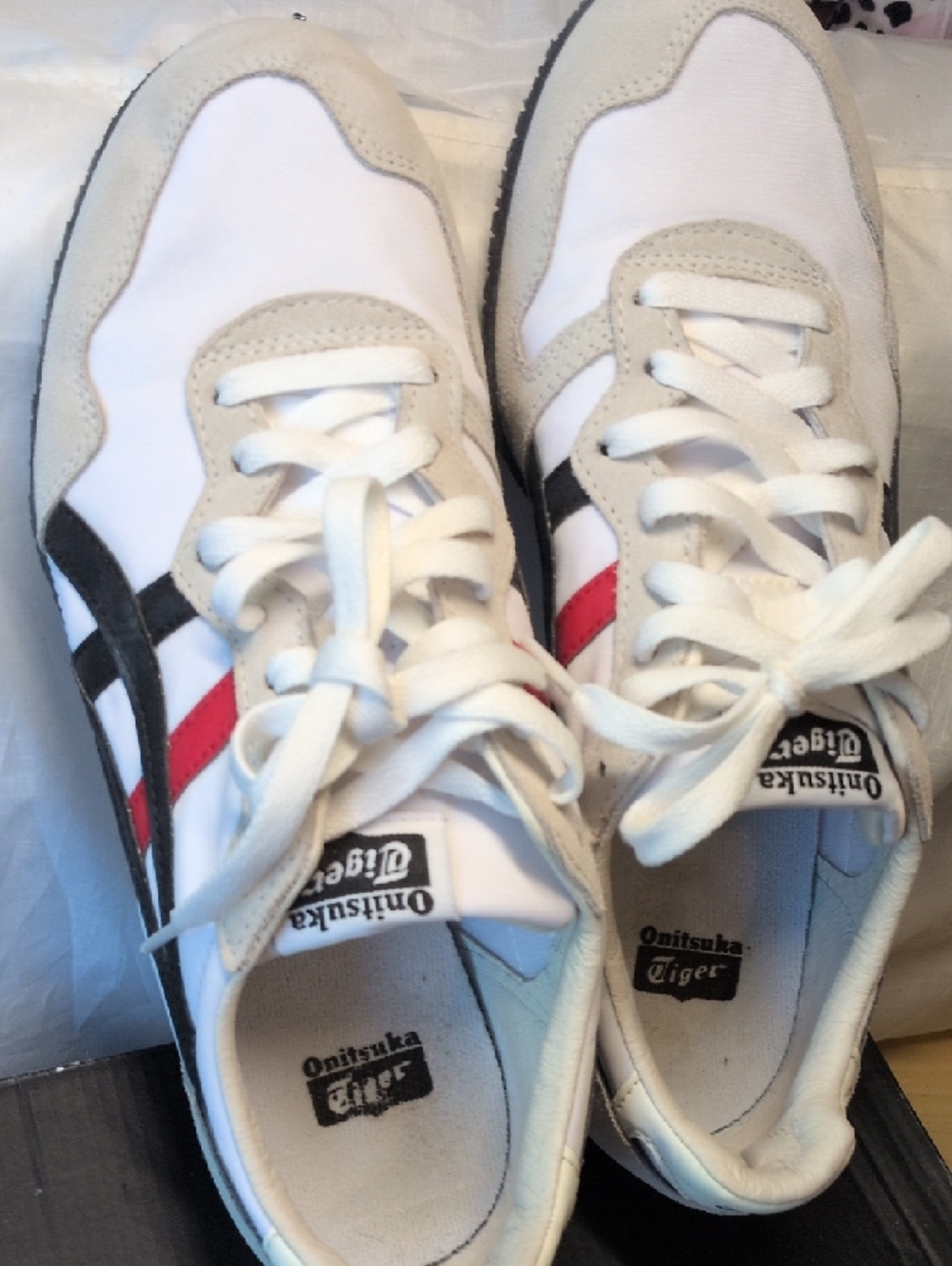 Onitsuka Tiger White Black  Red Low-Profile Sneakers /Us Women 9.5 / Unisex 8